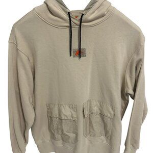 Nike Oversize Fit Hooded Sweatshirt Womens Size XL Tan Rubber Tag Pockets